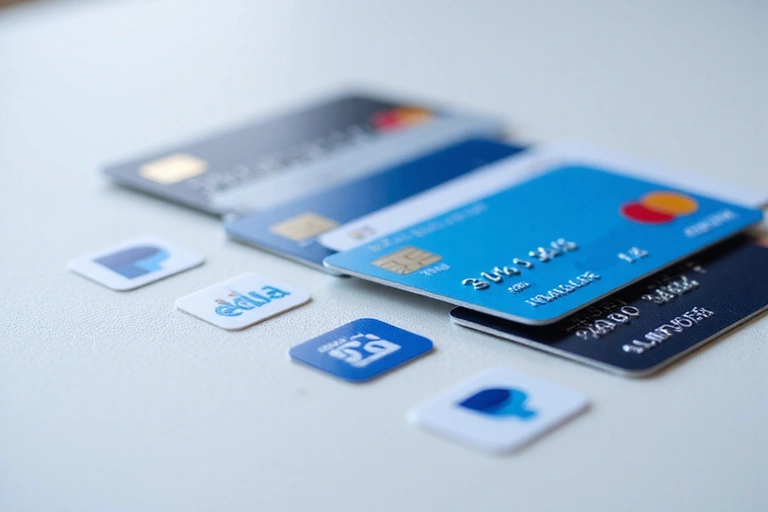 Carte di credito e simboli di pagamento digitale