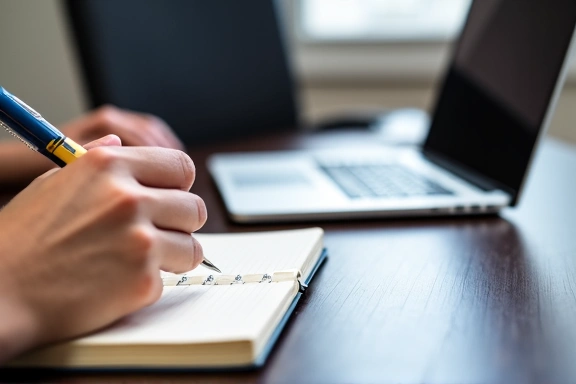 Persona che prende appunti in un quaderno