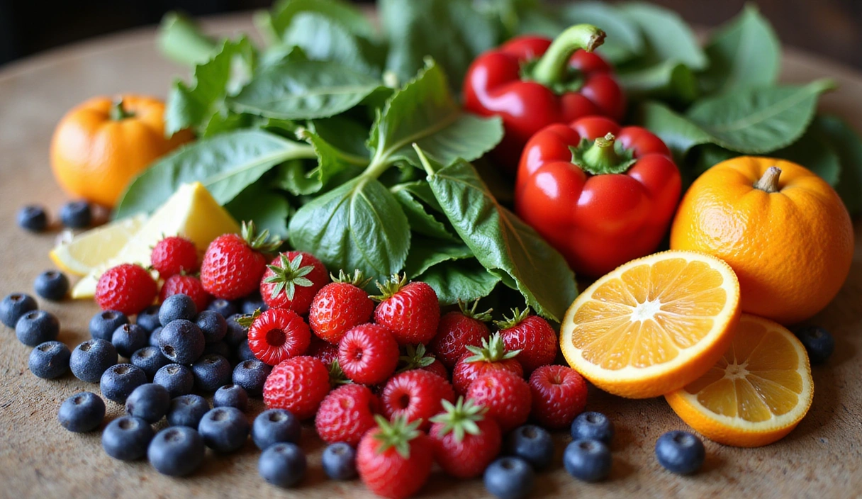 Frutta e verdura colorata ricca di antiossidanti